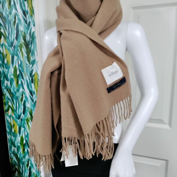 NWT Wilfred Fringed Classic Gold Camel 100% Wool Neck Warmer Scarf XXL - Picture 3 of 14